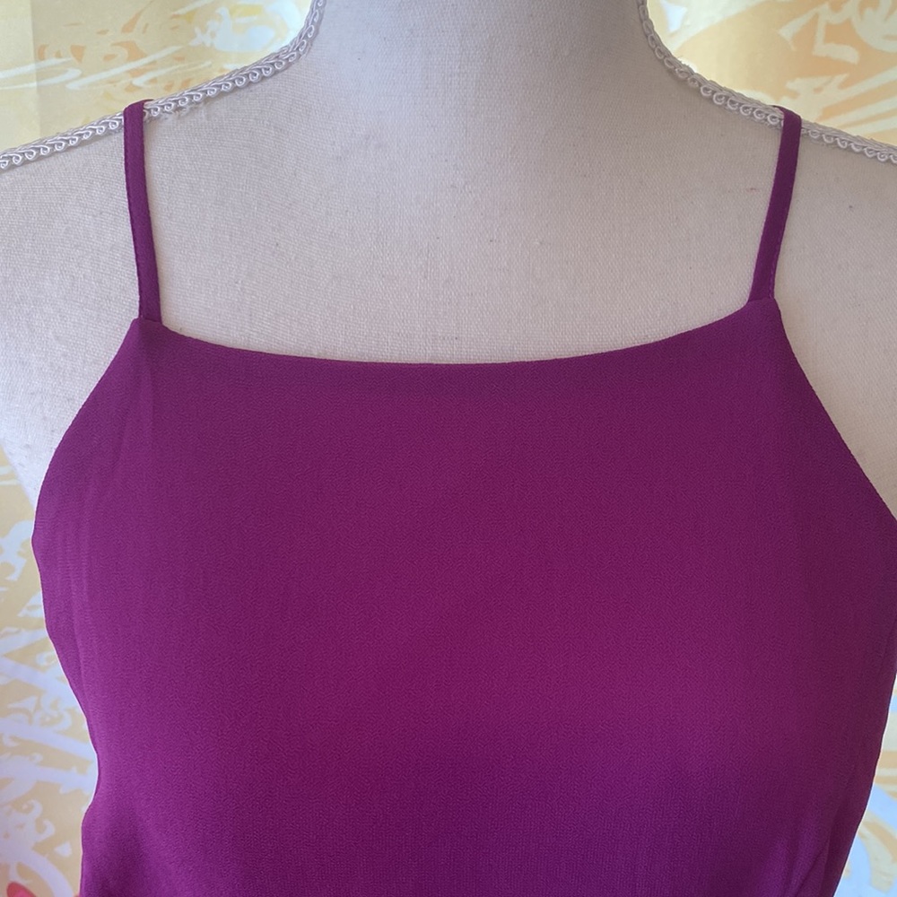 LULUS MEDIUM SPAGHETTI STRAP PURPLE CHIFFON ADJUSTABLE MIDI DRESS - Picture 2 of 8